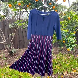 Elegant Red, White, and Blue Midi Dress With Pockets!!!